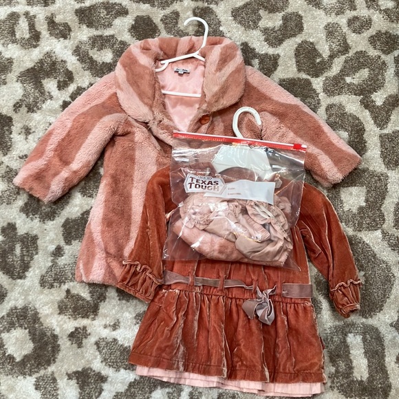 24 Month Old, Pink Velvet Dress with Bloomers and Hat - Picture 7 of 7